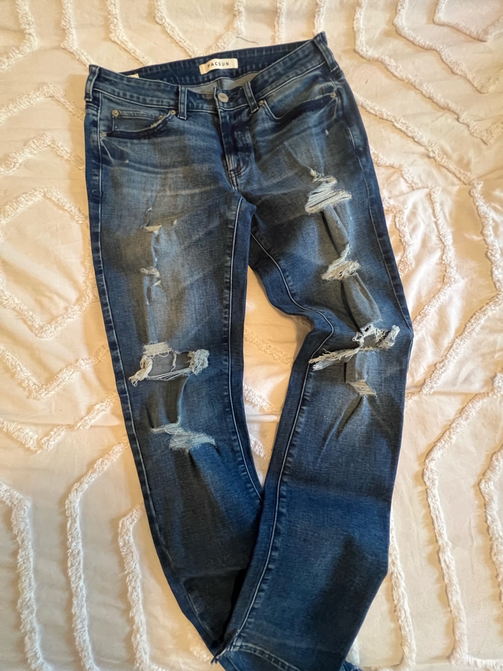 PacSun Men's Skinny Ripped Dark Blue Jeans
